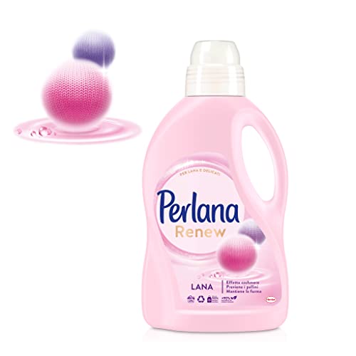 Perlana Renew Lana Rosa, detersivo lavatrice per capi colorati, effetto cachmere, previene i pallini, confezione singola da 24 lavaggi