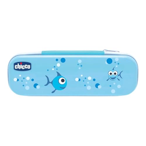 Chicco Set 2 Spazzolini da Denti per Bambini con Ventosa, Testina Arrotondata, Setole Morbide Delicate su Gengive e Dentini, Ampio Manico Antiscivolo, Coprisetole Incluso, 2 Pezzi, Bimbo
