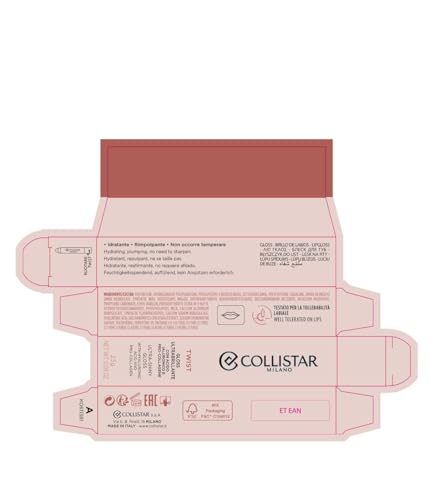 Collistar Twist Gloss Ultrabrillante, Gloss labbra idratante rimpolpante e luminoso, Con Acido Ialuronico e Pro-Collagene, Formato stick, 2,5 g