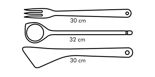 Tescoma Set Cucchiaio, Pala E Forchettone, Legno, Wood, 3 pz