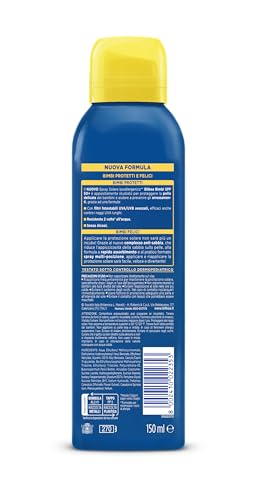 Bilboa Bimbi Spray Solare Bambini Multiposizione con Protezione Molto Alta SPF 50+, Formula Resistente all'Acqua e Anti Scottature, Dermatologicamente Testato, 150ml