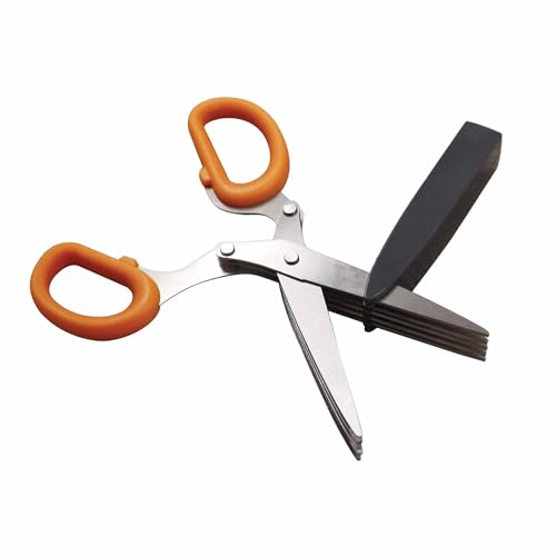 Forbice multi lama ideale per sminuzzare in brevissimo tempo erbe aromatiche, insalate, 21 cm, Soft Collection, con cover per proteggere le lame, (colore: arancio, nero, argento), quantità: 1 pezzo.