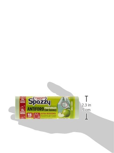 Domopak Spazzy Sacchi Nettezza Antiforo con Manici - Profumato alla Mela Verde - Casalingo 28 lt - verde - 1 confezione da 15 pezzi