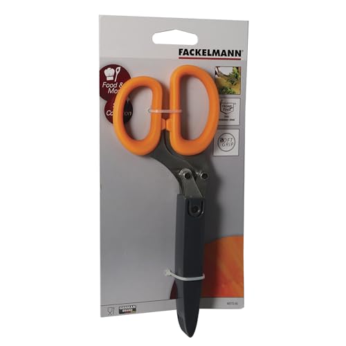 Forbice multi lama ideale per sminuzzare in brevissimo tempo erbe aromatiche, insalate, 21 cm, Soft Collection, con cover per proteggere le lame, (colore: arancio, nero, argento), quantità: 1 pezzo.