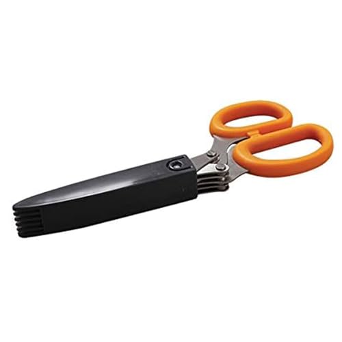 Forbice multi lama ideale per sminuzzare in brevissimo tempo erbe aromatiche, insalate, 21 cm, Soft Collection, con cover per proteggere le lame, (colore: arancio, nero, argento), quantità: 1 pezzo.