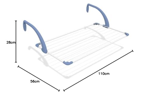 Gimi Brezza 100 Stendibiancheria da Balcone, Stendino da Balcone, Spazio di Stenditura 10 m, Acciaio/Resina, Bianco, 110 x 56 x 28 cm