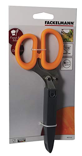 Forbice multi lama ideale per sminuzzare in brevissimo tempo erbe aromatiche, insalate, 21 cm, Soft Collection, con cover per proteggere le lame, (colore: arancio, nero, argento), quantità: 1 pezzo.