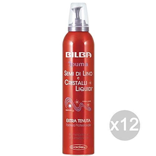 Bilba Set 12 Spuma Extra-Forte 200Ml Semi Lino Messa in Piega E Acconciatura Capelli, Multicolore, Unica