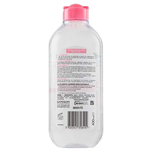 Garnier SkinActive, Acqua Micellare Tutto in 1, Pelli sensibili, Maxi formato, 400 ml