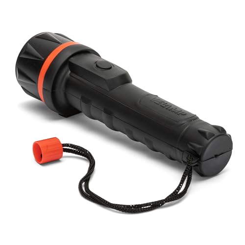 Velamp Torcia LED impermeabile - Impugnatura antiscivolo e laccetto – Alta potenza e resistenza - Per uso esterno ed emergenze - 2 batterie tipo AA