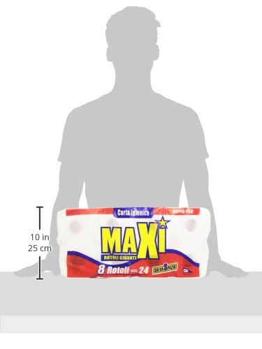 Maxi - Carta Igienica, Doppio Velo, Confezione da 3 x 8 Rotoli Giganti (24 Rotoli)