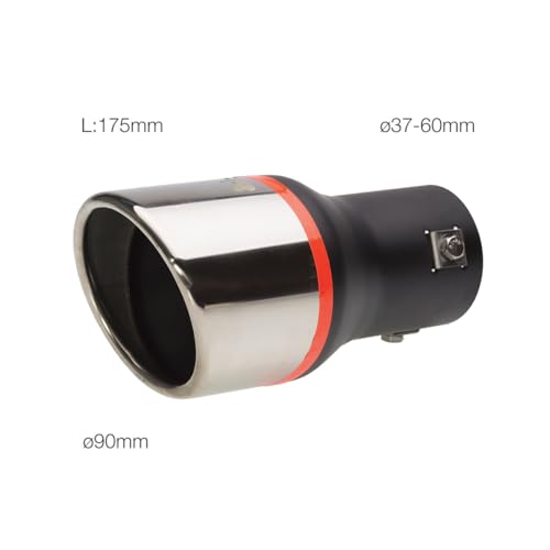 Simoni Racing TRX/22 Terminale di Scarico Universale, Uscita Singola inclinata 90 mm, in Acciaio Inox e Nero con Riga Arancio