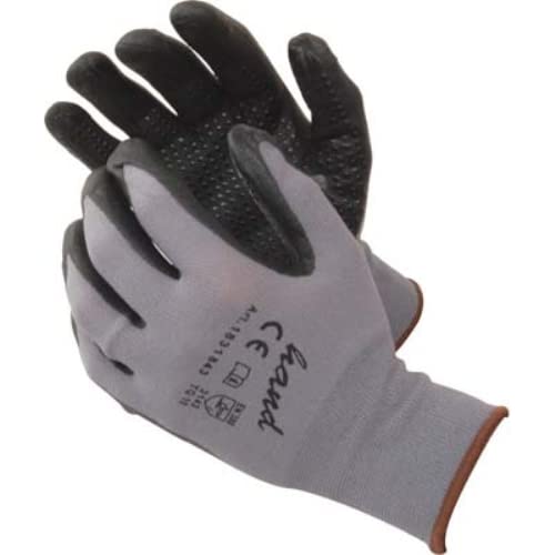 Guanto nitrile nero puntinato hand maglia leggera sintetico grigio 9 (12 paia) Hand