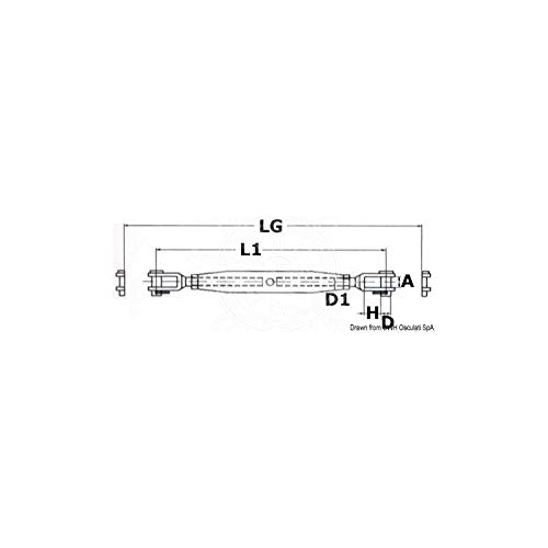 OSCULATI Tenditore Inox 16 mm Due forcelle fisse