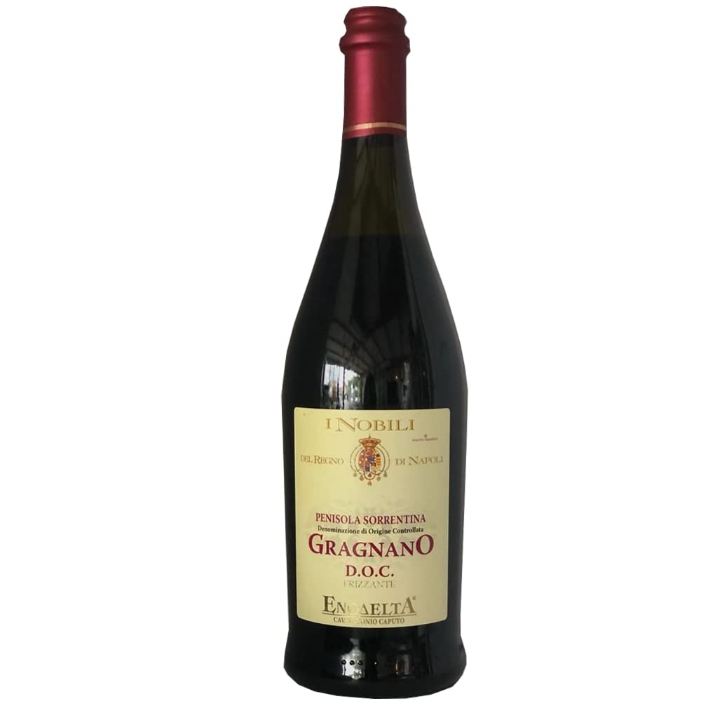 Vino Gragnano Dop | Rosso Frizzante Naturale | Penisola Sorrentina | I Nobili del Regno di Napoli | 6 Bottiglie da 75 Cl | Campania | Idea Regalo