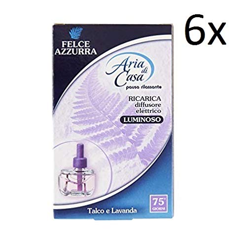 6 x Felce Azzurra aria casa Talco e Lavanda Ricarica Diffusore elettrico