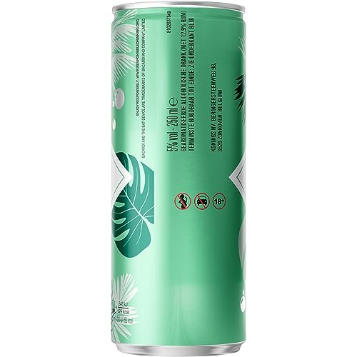 BACARDÍ Mojito, Vol. 5%, 12 x 25 cl / 250 ml, cocktail premixato pronto da bere in lattina, creato con Rum BACARDÍ Carta Blanca e miscelato con Lime e Menta