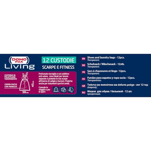 Domopak Living Sacchetti Scarpe e Fitness, Trasparenti, 38 x 45 cm