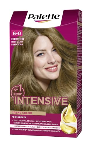 Schwarzkopf Palette Intensive Creme Color - Tono 6 capelli biondi scuro (confezione da 3), Colorazione permanente di cura con olio di Marula, adatta copertura del cane, colore duraturo fino a 8 settimane