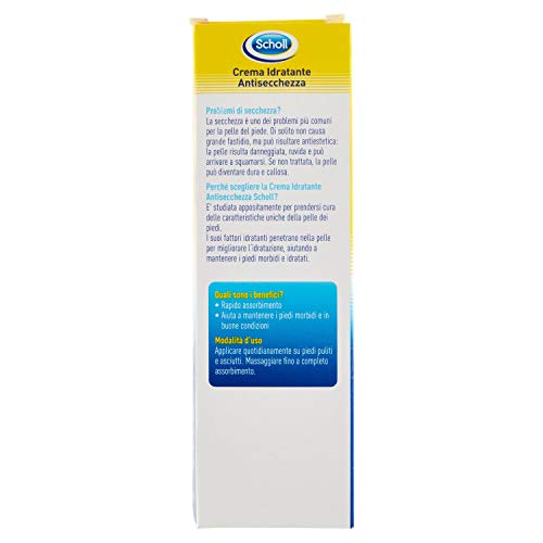 Scholl Crema Idratante Antisecchezza, Crema Piedi con Leggera Azione Esfoliante per Pelle Secca e Dura, Rapido Assorbimento ed Effetto Duraturo, 75 ml