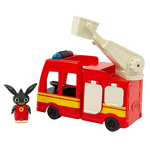 Giochi Preziosi Bing Camion Pompieri Giocattolo, con Luci Lampeggianti e Suoni, Scala Estensibile e Porte Apribili, Giochi Bambini 18 Mesi +, Comprende Personaggio Bing Articolato