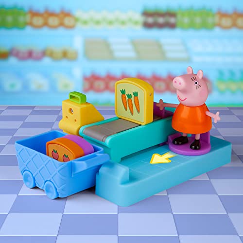 Peppa Pig Hasbro playset Peppa al Supermercato, Giocattolo per età prescolare, Include 2 Action Figure e 8 Accessori a Tema, dai 3 Anni in su, Colore Come Indicato, Medium, 5010994137618