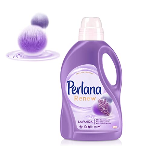 Perlana Renew Lana Lavanda, detersivo lavatrice, effetto cachmere, previene i pallini, confezione singola da 24 lavaggi