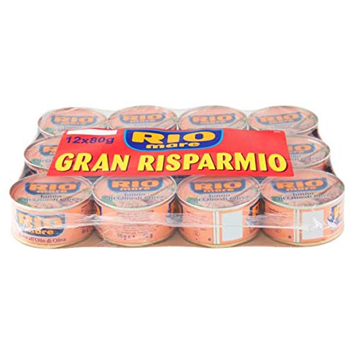 Rio Mare: Set di 12 lattine di tonno in olio d'oliva, tonno pinna gialla, confezione da 12, 80 g ogni 960 g totale