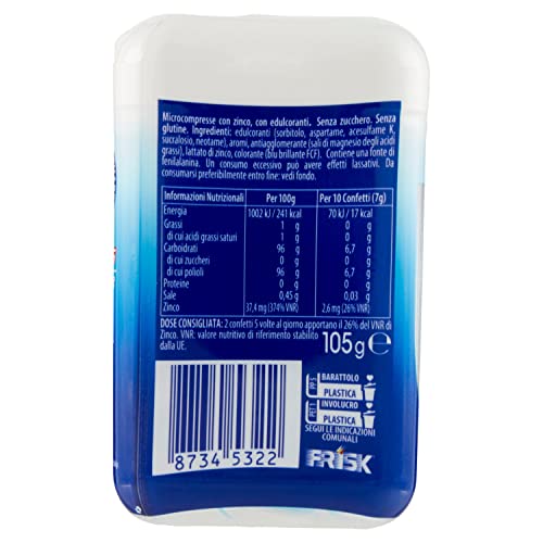 Frisk Clean Breath, Caramelle Dure Gusto Peppermint, Senza Zucchero, Due Ore di Freschezza, Microcompresse con Zinco, con Edulcoranti, 150 caramelle, Confezione da 1