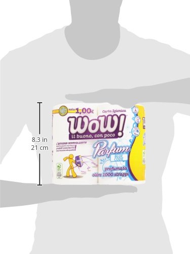 Wow! - Carta Igienica, Profumata, Oltre 1000 Strapi, 2 Veli - 4 Rotoli