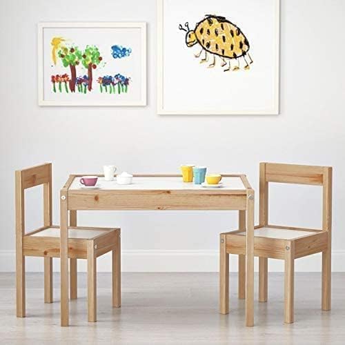 Ikea LATT - Tavolo per bambini con 2 sedie, colore: bianco, pino, beige