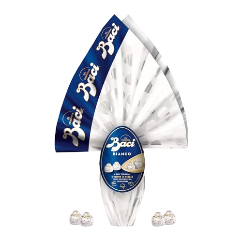 BACI PERUGINA Uovo di Pasqua 2025 Cioccolato Bianco con Sorpresa e 4 Cioccolatini 265g