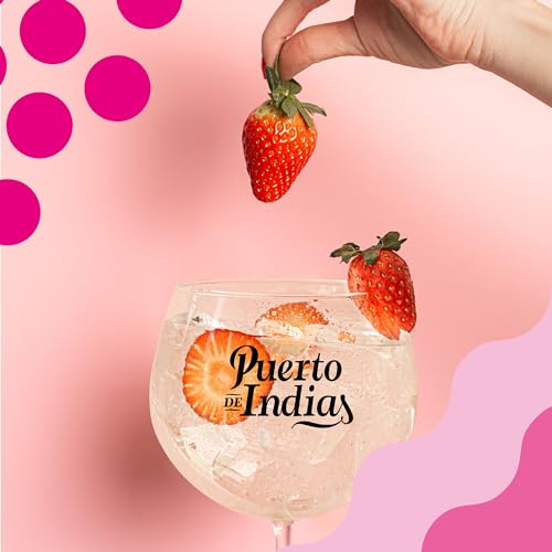 Gin Puerto de Indias - Strawberry Premium Gin - Ginebra Rosa con Fresas Naturales - 70cl - 37.5%
