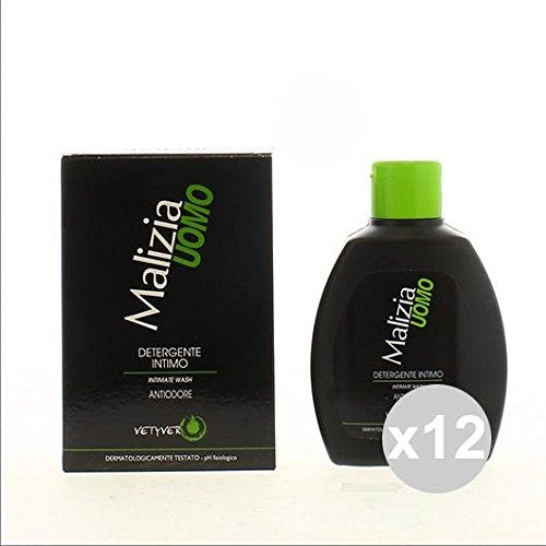 Set 12 MALIZIA sapone intimo detergente 200 Uomo Vetyver Cura Del Corpo