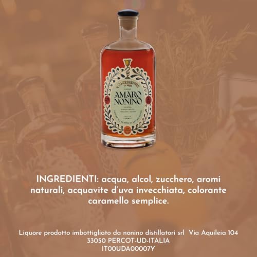 Distillerie Nonino dal 1897, Amaro Nonino Quintessentia, Liquore d'erbe nobilitato da Acquavite d'Uva invecchiata in barriques - bottiglia in vetro da 700 ml