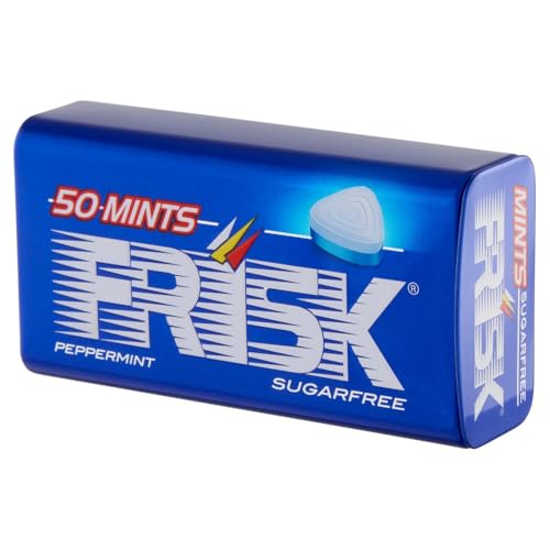 Frisk Peppermint, Caramelle Dure, Gusto Menta, Senza Zucchero, Senza Glutine, Confezione da 12 Astucci in Metallo da 50 Mentine ciascuno, Ottimo da Condividere e per un Momento di Freschezza Immediata