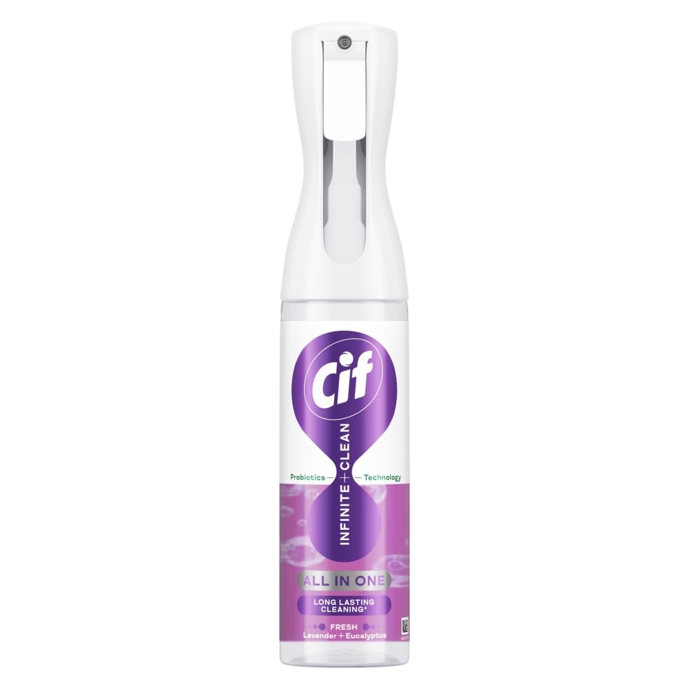 Cif Infinite Clean - Detergente spray alla lavanda e all'eucalipto All in One con tecnologia probiotici per una pulizia a lunga durata* 280 ml