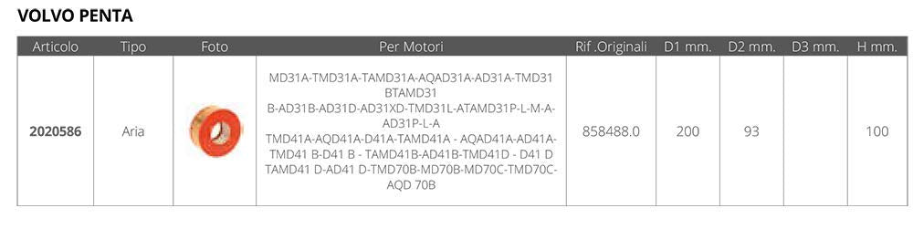 FILTRO ARIA VOLVO RIF.OR. 858488