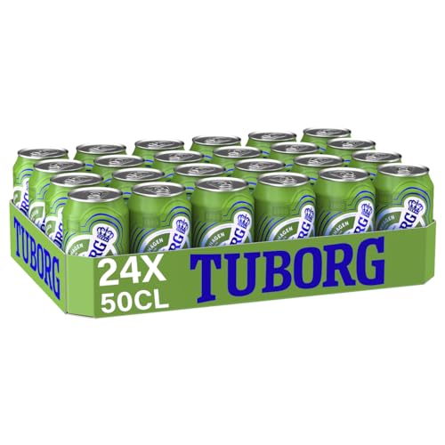 Tuborg, Cassa con 24 Lattine da 50cl, Birra Lager, Gusto Fresco e Dissetante, Gradazione Alcolica 5.0% Vol