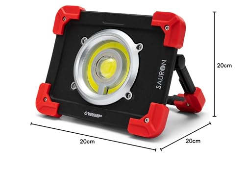Velamp Sauron Proiettore Ricaricabile LED 20W, con Powerbank e Supporto orientabile. per lavori, Garage, Trekking, Campeggio, Caccia. 20 W, Rosso