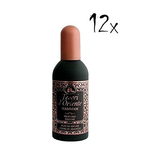 12 flaconi di profumo, Tesori d'Oriente, Hammam, 100 ml, eau de toilette italiana.