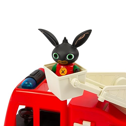 Giochi Preziosi Bing Camion Pompieri Giocattolo, con Luci Lampeggianti e Suoni, Scala Estensibile e Porte Apribili, Giochi Bambini 18 Mesi +, Comprende Personaggio Bing Articolato