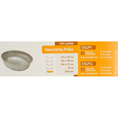 Vaschetta in alluminio per pollo tipo eco, 1 pezzo