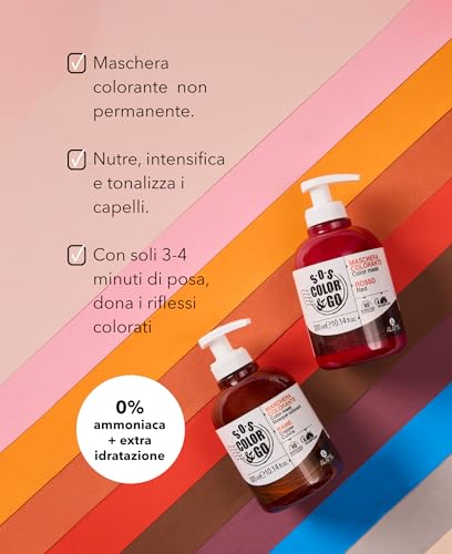 Alama SOS Color&GO Maschera Colorante Non Permanente Rame per Capelli Naturali, Colorati e Con Mèches, Nutriente e Tonalizzante, Senza Ammoniaca, 300 ml