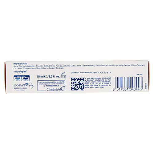 Biorepair, Fast Sensitive Repair, Dentifricio per Denti Sensibili, Protegge lo Smalto, Senza Fluoro, 75 ml - 6 Confezioni