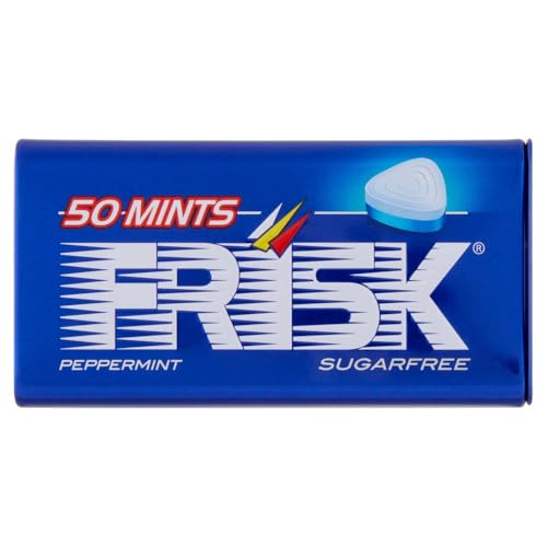 Frisk Peppermint, Caramelle Dure, Gusto Menta, Senza Zucchero, Senza Glutine, Confezione da 12 Astucci in Metallo da 50 Mentine ciascuno, Ottimo da Condividere e per un Momento di Freschezza Immediata