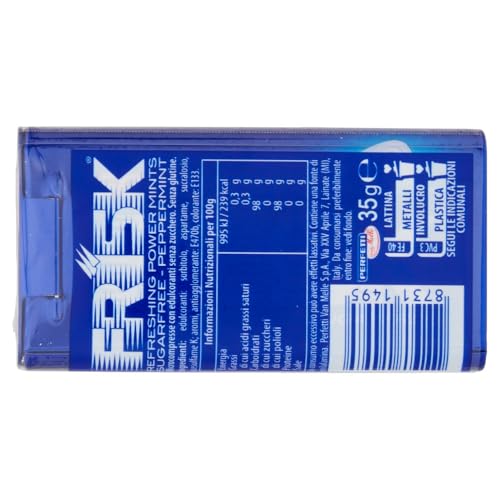 Frisk Peppermint, Caramelle Dure, Gusto Menta, Senza Zucchero, Senza Glutine, Confezione da 12 Astucci in Metallo da 50 Mentine ciascuno, Ottimo da Condividere e per un Momento di Freschezza Immediata