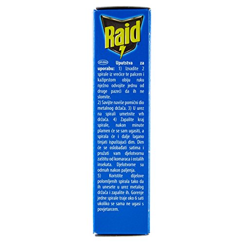 Raid Spirali Antizanzare con Supporto Metallico, Confezione da 10 Pezzi