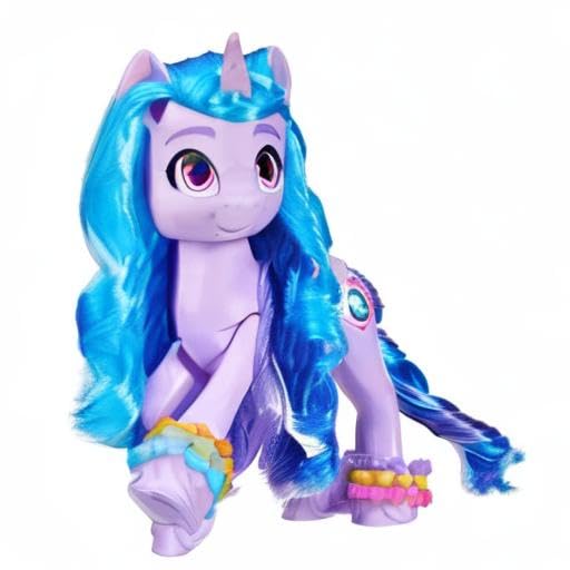 My Little Pony Izzy Moonbow Rivela Il Tuo Luccichio dalla Serie Make Your Mark, Pony da 20 cm con Musica e luci per Bambine e Bambini