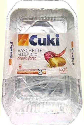 24 x CUKI Vaschette Alluminio Senza Coperchio 6 Porzioni 2 Pezzi